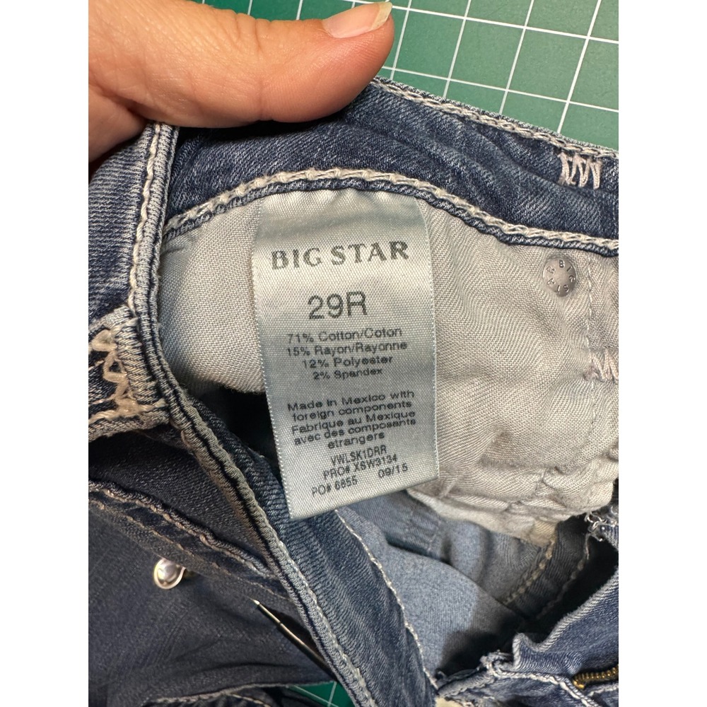 Big Star Liv Skinny Jeans Womens 29R Medium Wash Embroidered Low Rise VWLSK1DRR - Picture 4 of 4